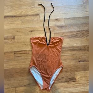 solid and striped one piece